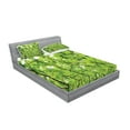 thumbnail image 2 of Ambesonne Green Fitted Sheet & Pillow Sham Set, Summer Fresh Leaves, Queen, Green, 2 of 2