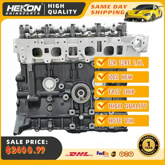 22R 22RE 2.4L Long Block Engine Assembly For Toyota Trucks Hilux 4Runner Pickup L4 GAS SOHC