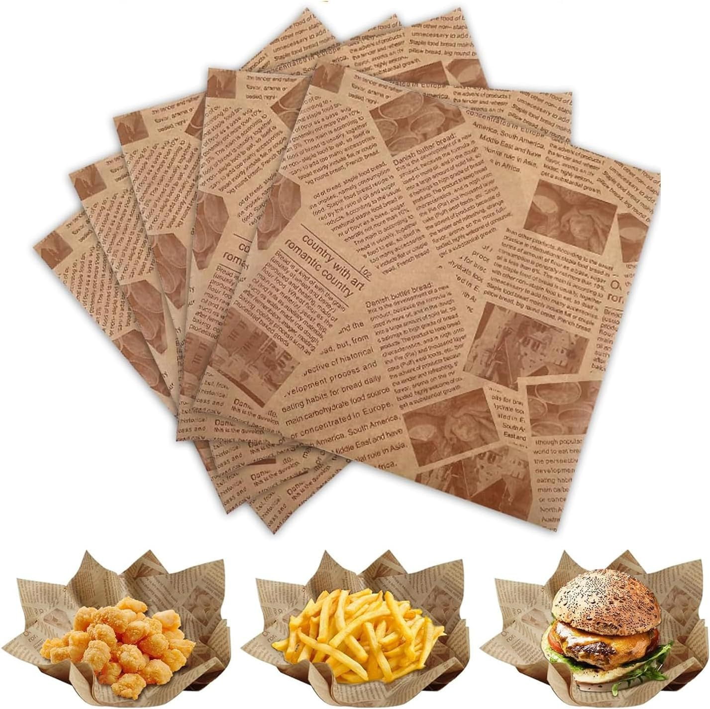 XmhyTop 100pcs 15.74"x23.62" Greaseproof Paper Sheets, Food Basket Tray Liner, Wrapping Bread Hamburger Sandwiches, for Family, Bakery, Picnic, Party