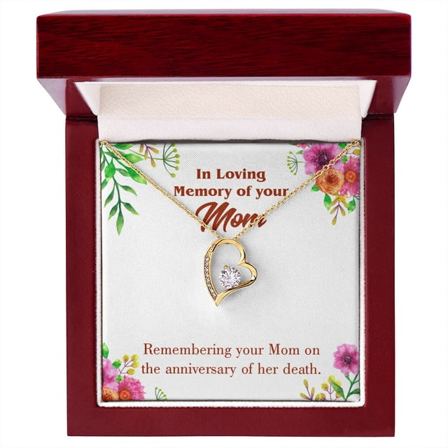 To Mom Remembrance Message Mom Death Anniversary Forever Necklace w Message Card