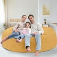 thumbnail image 4 of Avocahom 7FT Round Bean Bag Chair with Soft Velvet Cover，High Rebound Memory Foam Filled Bean Bag Chair for Adult，Removable and Machine Washable Cover,Giant BeanBag for Living Room Bedroom,Mustard, 4 of 5