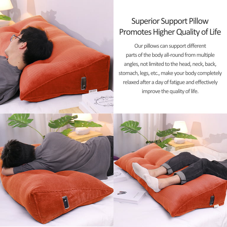 Bed Wedge Pillow Adjustable Reading Throw Cushions for Sleeping Triangular  Bedrest Lumbar Neck Back Removable Linen Cover