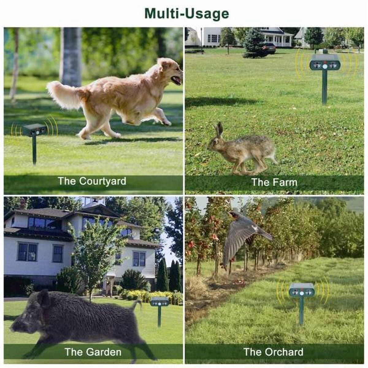 Solar Powered Ultrasonic Animal Repeller Motion Sensor Repellent Device, IPX4 Waterproof, For Repelling Squirrels/Raccoons/Dogs/Cats, Outdoor Use, Green