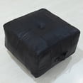 thumbnail image 3 of BBH Homes Black Leather Pouf Ottoman Handmade Buffalo Fiber Fill Model BBBACPF0025, 3 of 9