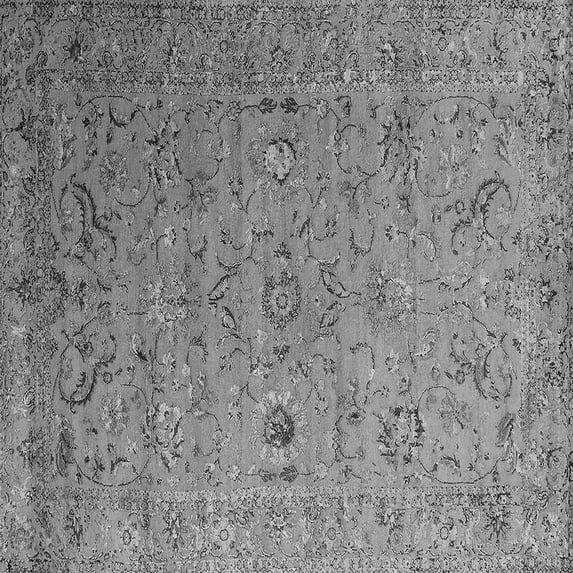 Ahgly Company Indoor Square Oriental Gray Industrial Area Rugs, 7' Square