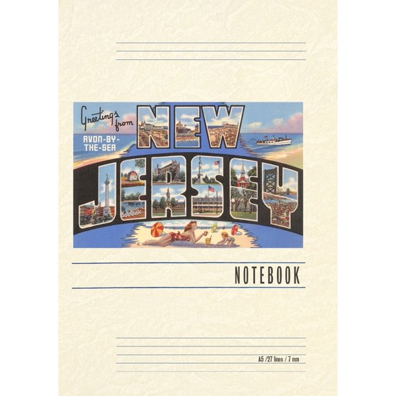 Vintage Lined Notebook Greetings from Avon-by-the-Sea, New Jersey, (Paperback)