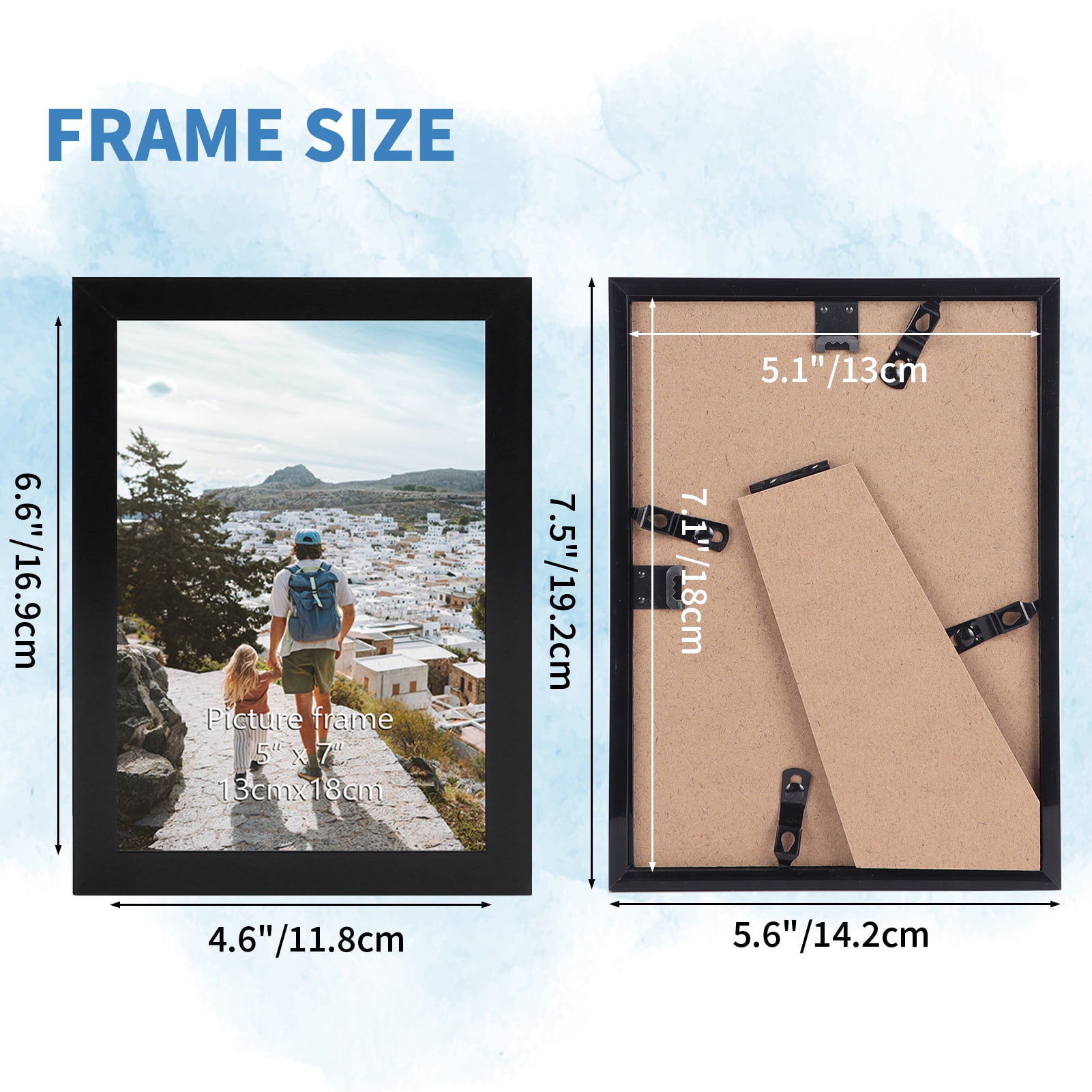18 Pack 5x7 Picture Frame, Multi Black 5 by 7 photo Frames Set for Wall Mounting and Tabletop, Gift for Father 's Day