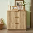 thumbnail image 2 of Wave Design Dresser, 3 Drawer Chest with Curved Front, Compact Nightstand with Storage for Bedroom, Living Room, Hallway, Oak Finish, 27.6"W x 15.8"D x 27.4"H, 2 of 9