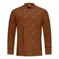 thumbnail image 4 of GrmtClth Chef Coat Men Double-Breasted Personalized Cook Shirts Long Sleeve Cozy Comfy Work Uniform Brown S, 4 of 6