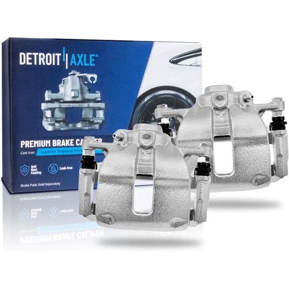 Detroit Axle - 2pc Front Brake Calipers for 2007-2015 Mini Cooper Disc Brake Calipers with Brackets 2008 2009 2010 2011 2012 2013 2014 Replacement Brake Calipers Assembly