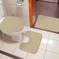 thumbnail image 5 of Khaki White Plaid Bathroom Rugs Set Abstract Khaki Morocco Texture Non Slip Absorbent Soft Bath Mats 3 Piece Set with Bathroom Rug, U-Shaped Floor Mat, Toilet Seat Cover Large Size, 5 of 9