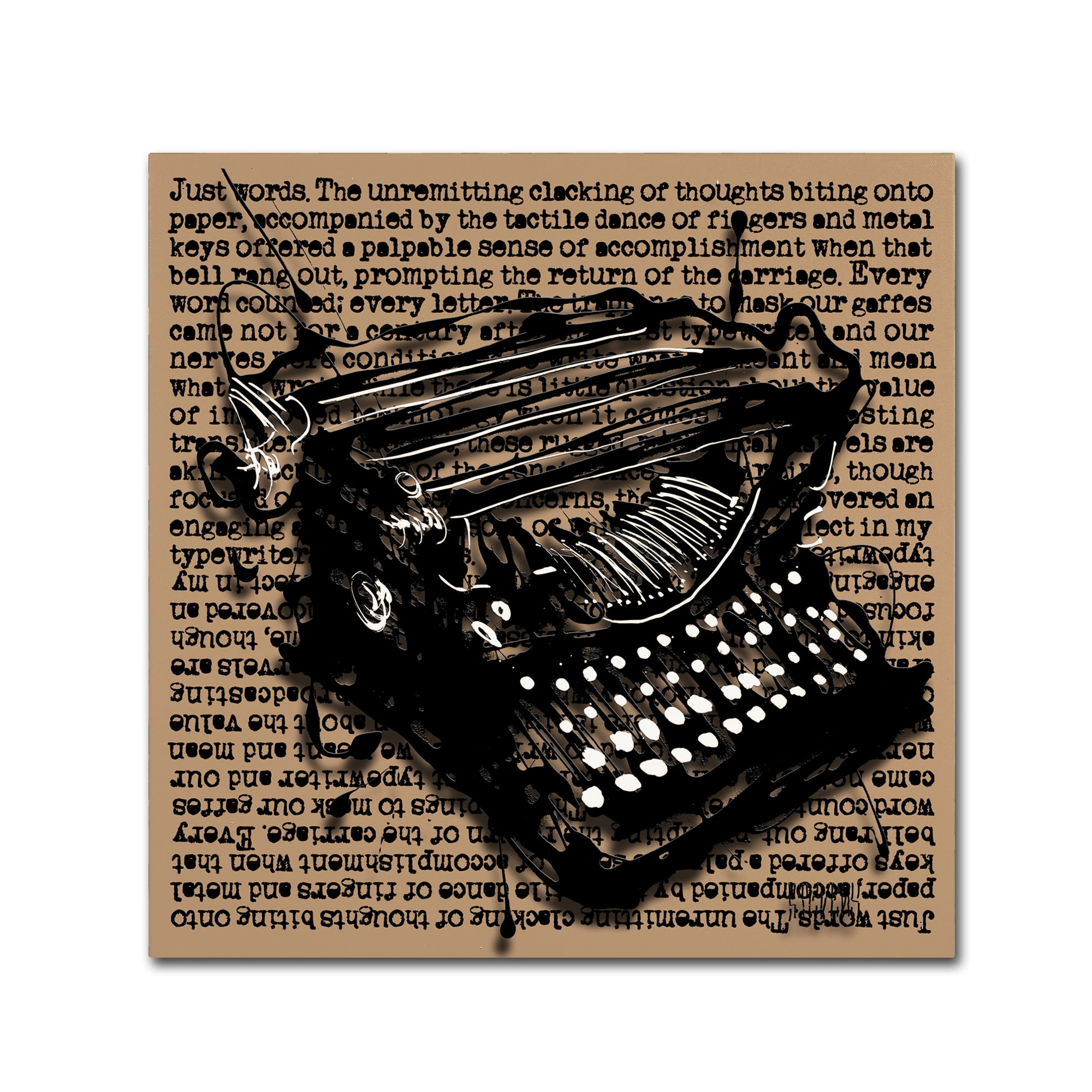 Trademark Fine Art Roderick Stevens 'Three-Quarter Typewriter' 14 x 14 (RS989-C1414GG)