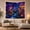 Purple Cap House, variant on Glowing Mushrooms in Enchanted Forest with Waterfall, Whimsical Fantasy for Nature Lovers, Bioluminescent Fantasy Art, Housewarming Gift Tapestry Wall Hanging for Bedroom and Living Room
