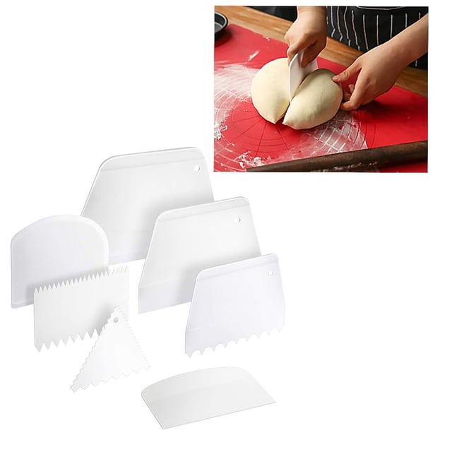 Juego de 7 raspadores de plástico para bordes de tartas, cortadores, herramientas para alisar masa, raspador para tartas para hornear pasteles