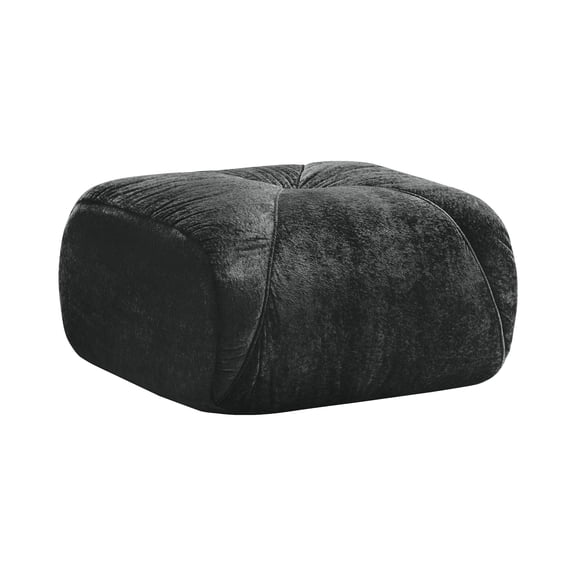 ECOBUY Black Velvet Ottoman 30.71x29.92x17.72 in for Living Room