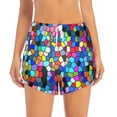 thumbnail image 3 of Uemuo Colorful Tie Dye Stained Glass 2 Pattern Women's Athletic Shorts High Waisted Running Shorts with Liner Pockets Gym Elastic Workout Shorts-XX-Large, 3 of 9