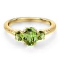 thumbnail image 3 of Gem Stone King 10K Yellow Gold Green Peridot Engagement Ring for Women | 1.31 Cttw | Oval 7X5MM | Gemstone August Birthstone | Size 9, 3 of 6