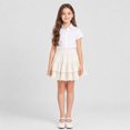 thumbnail image 2 of Domzest Girls Mini Skirt Double-Layer Ruffle Flowy Skorts Summer A-line Cake Skirts with Built-in Shorts Beige 130:7-8Y, 2 of 8