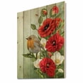 thumbnail image 2 of Designart 'Red Poppies and White Anemones With Yellow Bird' Traditional Print on Natural Pine Wood, 2 of 5