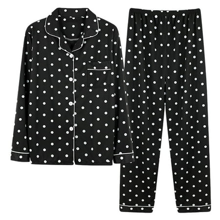 

qolati Pajamas Suits for Women Long Sleeve Button Down Shirts with Elastic Waist Straight Leg Pants Matching Sets Cozy Soft Plaid Print Sleepwear 2 Piece Outfits
