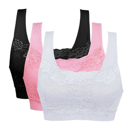 

MIARHB 3PC Women s Stretch Push-Up Yoga Bra Padded No Underwire Sports Bra Set