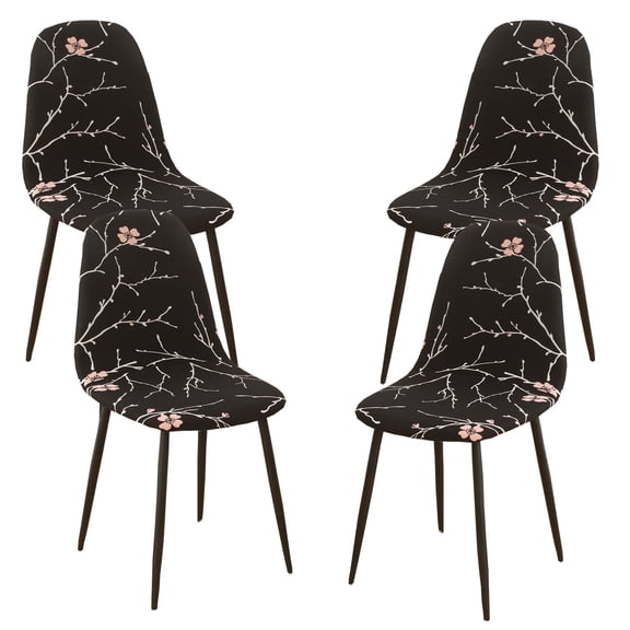 Printed Shell Chair Cover,Set of 2/4/6 Stretch Mid Century Modern Dining Chair Slipcovers Removable Washable Non-slip Soft Armless Chair Protector for Living Room Bedroom Hotel-4-G
