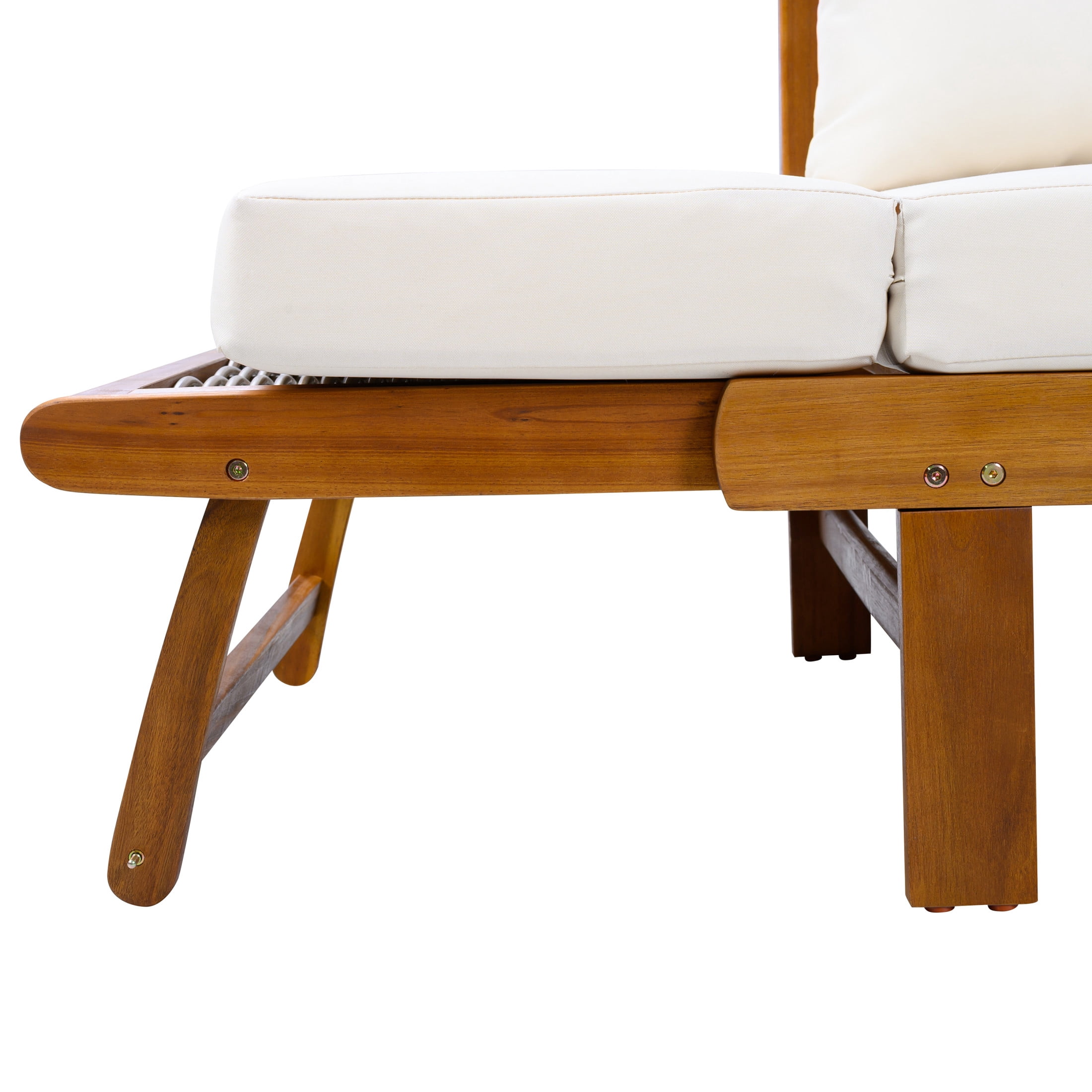Christopher Knight Home 94.41" Outdoor Daybed with Adjustable Armrests, Teak and Cream
