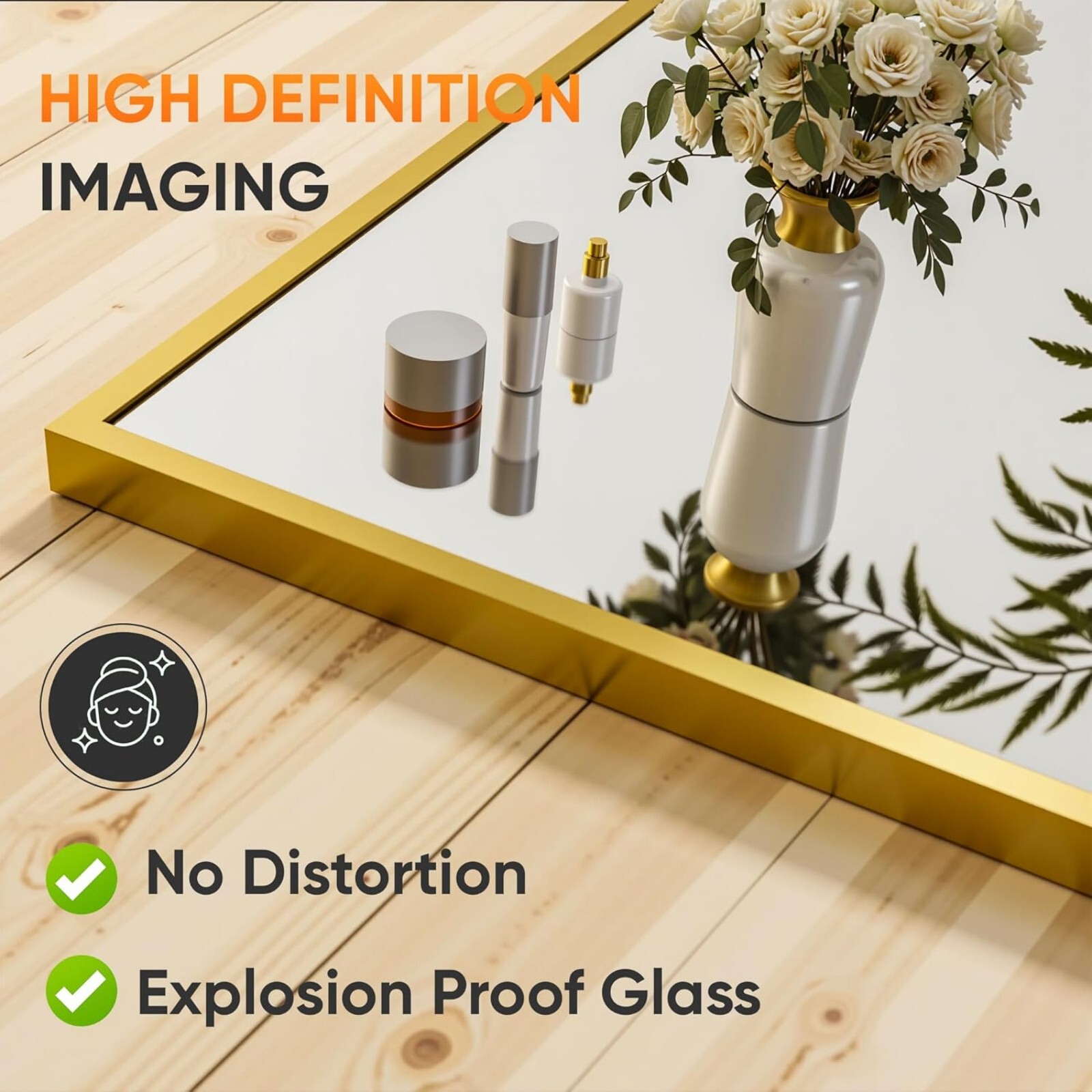 BEAUTYPEAK 71"X30" Rectangle Full-Length Floor Standing Mirror,Gold