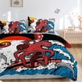 thumbnail image 3 of Pulpo Juego de Funda Nórdica King Size, Sunset Pulpo Surf Ropa de Cama para Niños Niños, 3 of 8