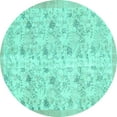 thumbnail image 1 of Ahgly Company Machine Washable Indoor Round Abstract Turquoise Blue Contemporary Area Rugs, 4' Round, 1 of 4