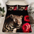 thumbnail image 2 of Homewish Safari Leopard 4pcs Bed Sheets for Teens,Chic Floral Red Rose King Sheets,Woodland Animal Cheetah Super Cozy Sheet Set,Luxury Bedroom Decor, 2 of 7