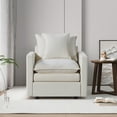 thumbnail image 3 of DEALTOPS 33"W Chenille Fabric Comfy Single Seat Sofa Upholstered Reading Armchair for Living Room-White, 3 of 9