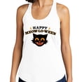thumbnail image 2 of Happy Meow-lo-ween Tank Top Fitted Racerback Women's Medium Heather Grey, 2 of 5