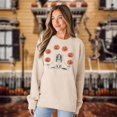 thumbnail image 2 of Women Halloween Meditating Skeleton Jack o Lantern Graphic Long Sleeve Pullover for Halloween Party, 2 of 7