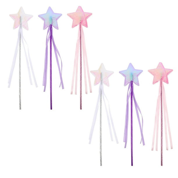 6 varitas de princesa de hadas con forma de estrella para disfraces infantiles y regalos de cumpleaños para Halloween y celebraciones navideñas