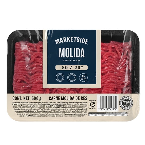 Molida de res 80/20 Marketside 500 g