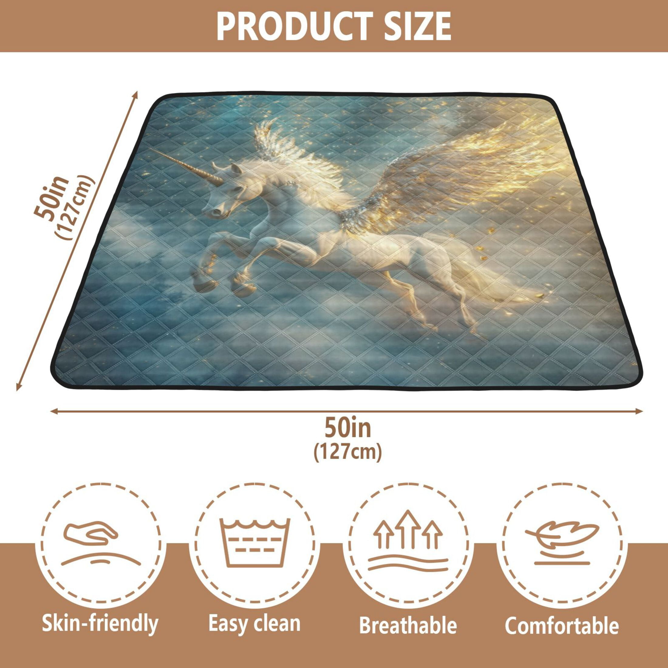 WOBOGO Starry Sky Pegasus Baby Playmats Extra Large Waterproof Rollable Activity Pads for Toddlers 50×50inch