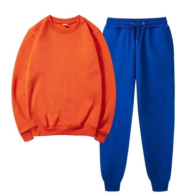 Aqestyerly Ensembles à Manches Longues pour Femmes Chandail Uni à Col Rond Décontracté Pantalon de Sport Ensemble de Sport