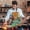 D, variant on Vestitly Apron Sleeve Linen Thanksgiving Day Apron Sunflower Pumpkin Creative Apron Kitchen Housework Oil Repellent Antifouling Apron