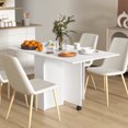 thumbnail image 2 of HOMCOM Table à Manger Pliable avec Étagères de Rangement, Abattants et Roues, Blanc, 2 of 10
