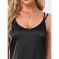 thumbnail image 4 of DARING DIVA Women's Satin Slip Double Strap Racerback Silky Night Dress M Black, 4 of 6