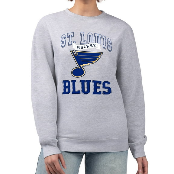 Women's G-III 4Her by Carl Banks Heather Gray St. Louis Blues Team Logo Tri-Blend Fleece Pullover Sweatshirt
