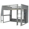 thumbnail image 4 of Bellemave Full Size Gaming Loft Bed with Desk and LED Lights, Wood Loft Beds Frame with 7 Storage Shelves and Hanging Clothes Rack, Small Space Saving Furniture for Bedroom Dorm (Full,Gray), 4 of 10