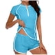 thumbnail image 2 of Traje de baño bikini de mujer de color liso sin espalda con tirantes, conjunto de bikini con bloques de color y hombros descubiertos Tanjini, traje de baño de nailon para mujer, 2 of 5