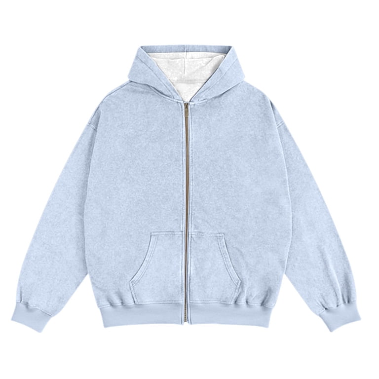 Fabrcox Long Sleeve Zip Up Oversized Mens Hoodies Fleece Lined