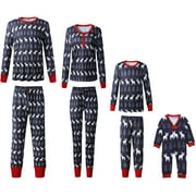 Family Matching Christmas Pajamas Set Elk Striped Sleepwear Parent-Child Xmas Holiday Homewear Reindeer Pjs (Stripe/Mom, S)