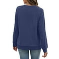 thumbnail image 3 of V Neck Sweatshirt Women with Pockets Casual Plain Comfort Hoodless Hoodies Cozy Fleece Pullover Sweatshirts No Hood Navy XL, 3 of 5