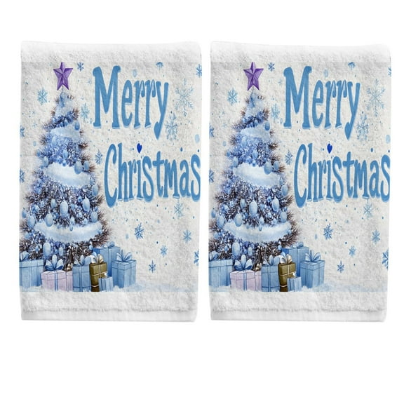Ryvnso Christmas Tree Snowflake Hand Towels Set for Bathroom Cotton Face Towel Decorative 15.5x29.5 inch