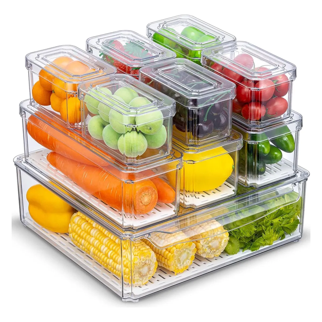 Organizador Refrigerador Cocina Set 10 Contenedores Con Tapa Xtellar transparente