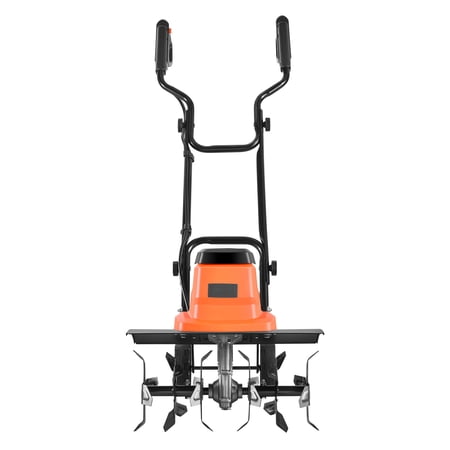 KFFKFF Corded Electric Tiller, 18in Wide Garden Rototiller, 13.5-Amp Motor Cultivator with Steel Blades and Foldable Handle, Ideal for Lawn, Yard, and Gardening Tasks